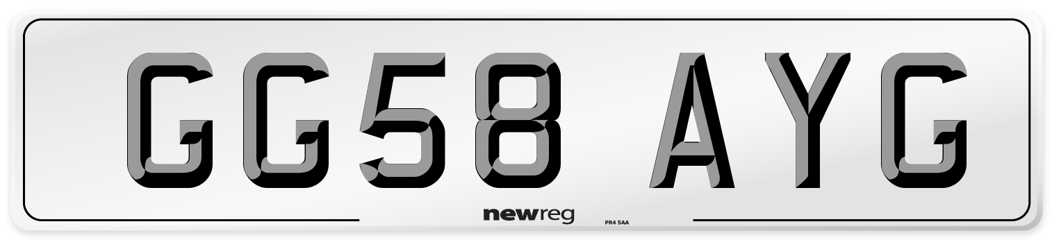 GG58 AYG Number Plate from New Reg